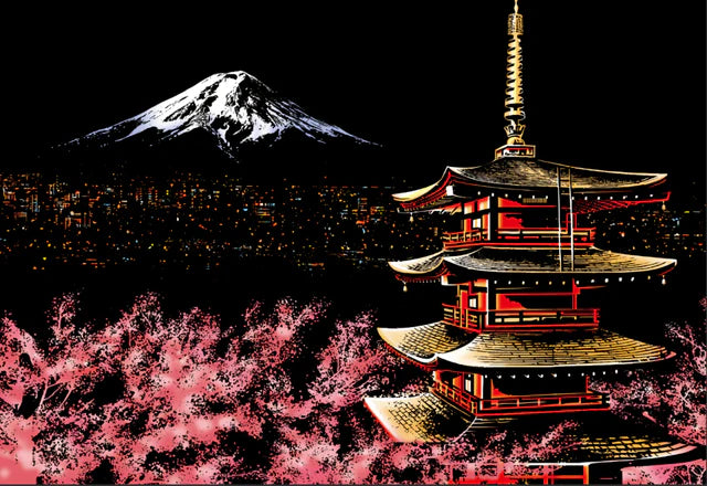 Mount Fuji, Japan - Scratch Art